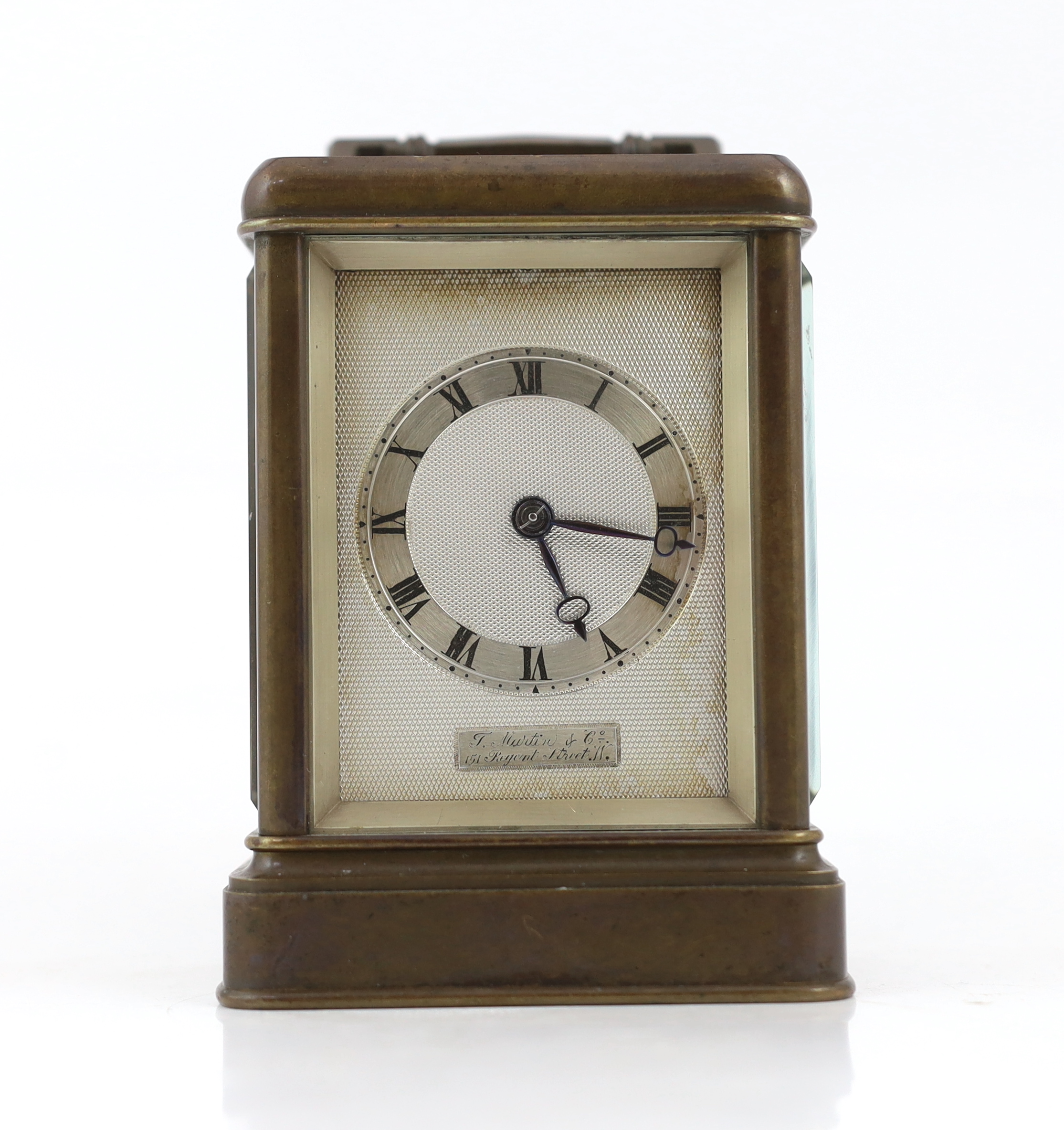 T. Martin & Co., 151 Regent Street. W., a Victorian bronze carriage timepiece